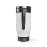 "I AM..." Stainless Steel Travel Mug with Handle, 14oz (Purple)