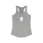 "I am up here" Women's Ideal Racerback Tank (White)