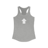 "I am up here" Women's Ideal Racerback Tank (White)