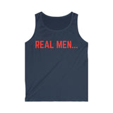 "Real Men" Men's Softstyle Tank Top (Red)