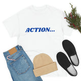 "Action..." Unisex Heavy Cotton Tee (Blue)