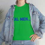 "Real Men" Unisex Heavy Cotton Tee (Blue) (Unisex)