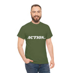 "Action..." Unisex Heavy Cotton Tee (White) (Unisex)