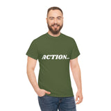 "Action..." Unisex Heavy Cotton Tee (White) (Unisex)