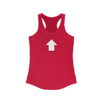 "I am up here" Women's Ideal Racerback Tank (White)