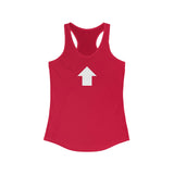 "I am up here" Women's Ideal Racerback Tank (White)
