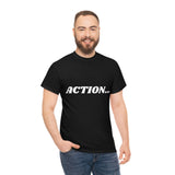 "Action..." Unisex Heavy Cotton Tee (White) (Unisex)