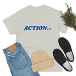 "Action..." Unisex Heavy Cotton Tee (Blue)