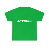 "Action..." Unisex Heavy Cotton Tee (White) (Unisex)