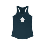 "I am up here" Women's Ideal Racerback Tank (White)