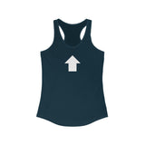 "I am up here" Women's Ideal Racerback Tank (White)