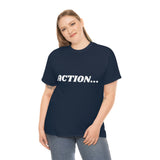 "Action..." Unisex Heavy Cotton Tee (White) (Unisex)