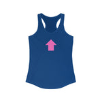 "I am up here" Women's Ideal Racerback Tank (Pink)