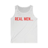 "Real Men" Men's Softstyle Tank Top (Red)