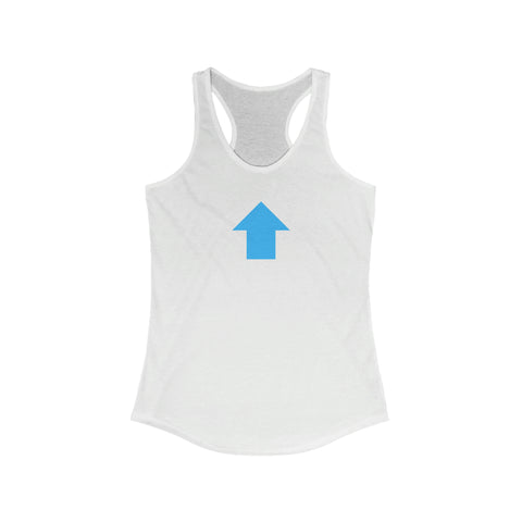 "I am up here" Women's Ideal Racerback Tank (Sky Blue)