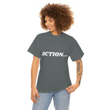 "Action..." Unisex Heavy Cotton Tee (White) (Unisex)
