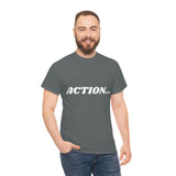 "Action..." Unisex Heavy Cotton Tee (White) (Unisex)