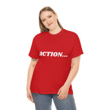 "Action..." Unisex Heavy Cotton Tee (White) (Unisex)