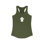 "I am up here" Women's Ideal Racerback Tank (White)