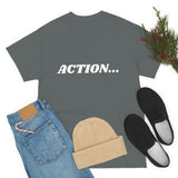 "Action..." Unisex Heavy Cotton Tee (White) (Unisex)