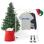 "Real Men" Unisex Heavy Cotton Tee (Blue) (Unisex)