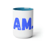 "I AM..." Two-Tone Coffee Mugs, 15oz (Blue)