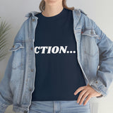 "Action..." Unisex Heavy Cotton Tee (White) (Unisex)
