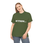 "Action..." Unisex Heavy Cotton Tee (White) (Unisex)