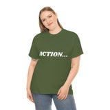 "Action..." Unisex Heavy Cotton Tee (White) (Unisex)