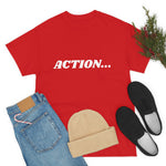 "Action..." Unisex Heavy Cotton Tee (White) (Unisex)