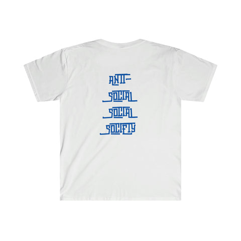 "Look Left" Anti-Social Social Society (X Style Blue Text) (Unisex)