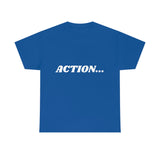"Action..." Unisex Heavy Cotton Tee (White) (Unisex)