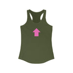 "I am up here" Women's Ideal Racerback Tank (Pink)