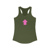 "I am up here" Women's Ideal Racerback Tank (Pink)