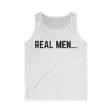 "Real Men" Men's Softstyle Tank Top (Black)