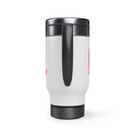 "I AM..." Stainless Steel Travel Mug with Handle, 14oz (Pink)