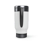 "I AM..." Stainless Steel Travel Mug with Handle, 14oz (Blue)