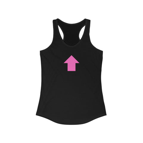 "I am up here" Women's Ideal Racerback Tank (Pink)
