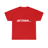 "Action..." Unisex Heavy Cotton Tee (White) (Unisex)