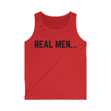 "Real Men" Men's Softstyle Tank Top (Black)