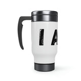 "I AM..." Stainless Steel Travel Mug with Handle, 14oz (Black)