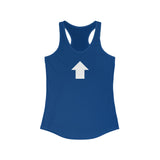 "I am up here" Women's Ideal Racerback Tank (White)