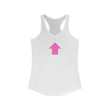 "I am up here" Women's Ideal Racerback Tank (Pink)